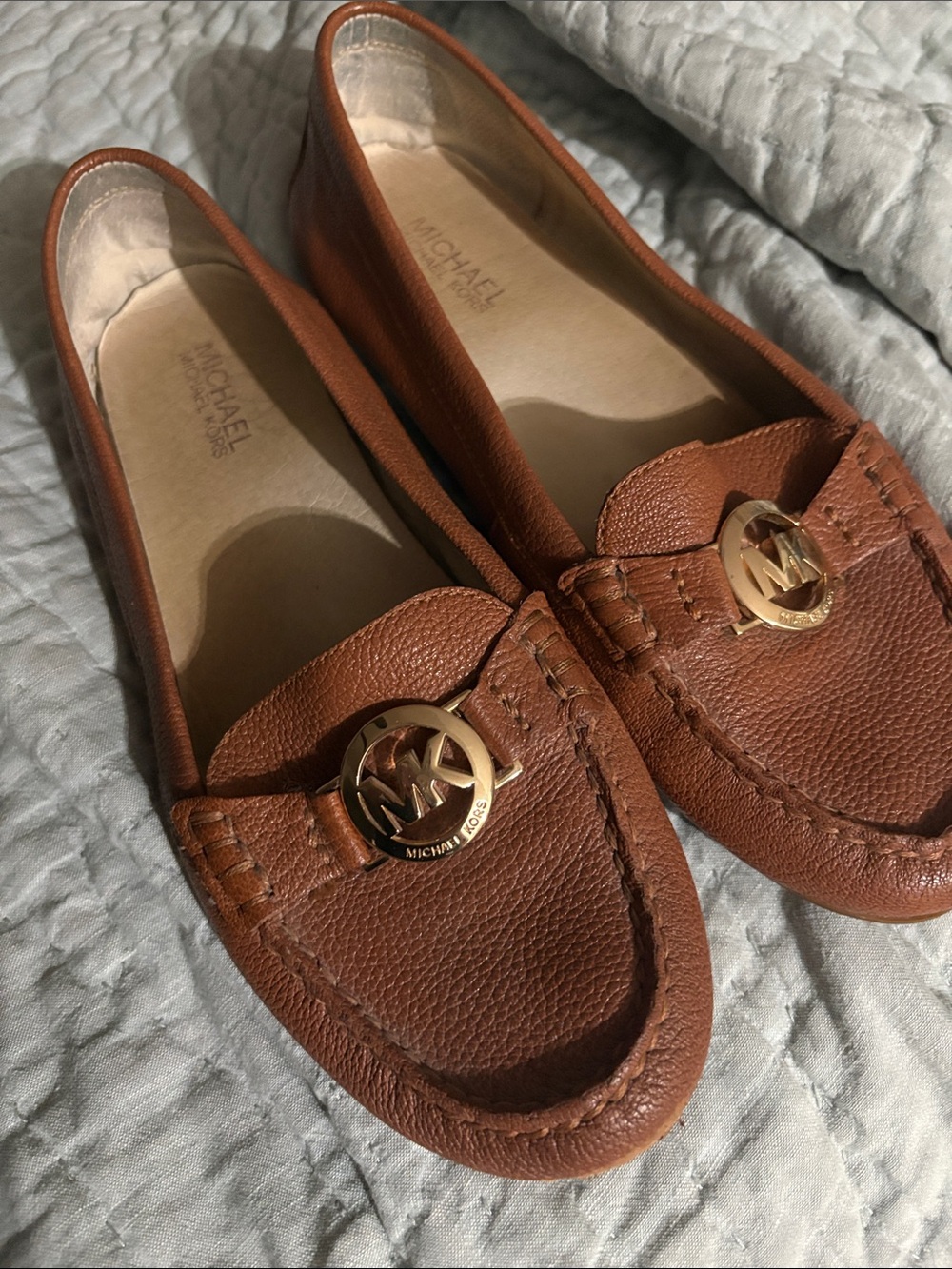 MICHAEL Michael Kors Chestnut Leather MK Logo Moccasins
